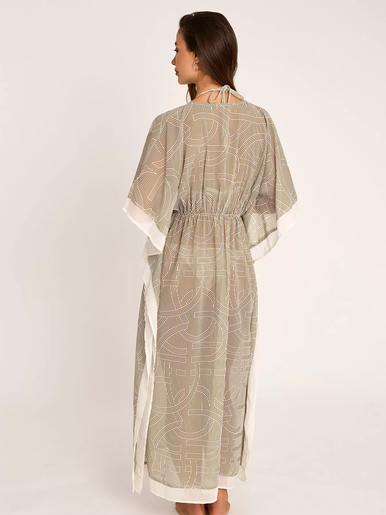 Beżowy Kimono plażowe Selmark BP090 - zdjęcie 2