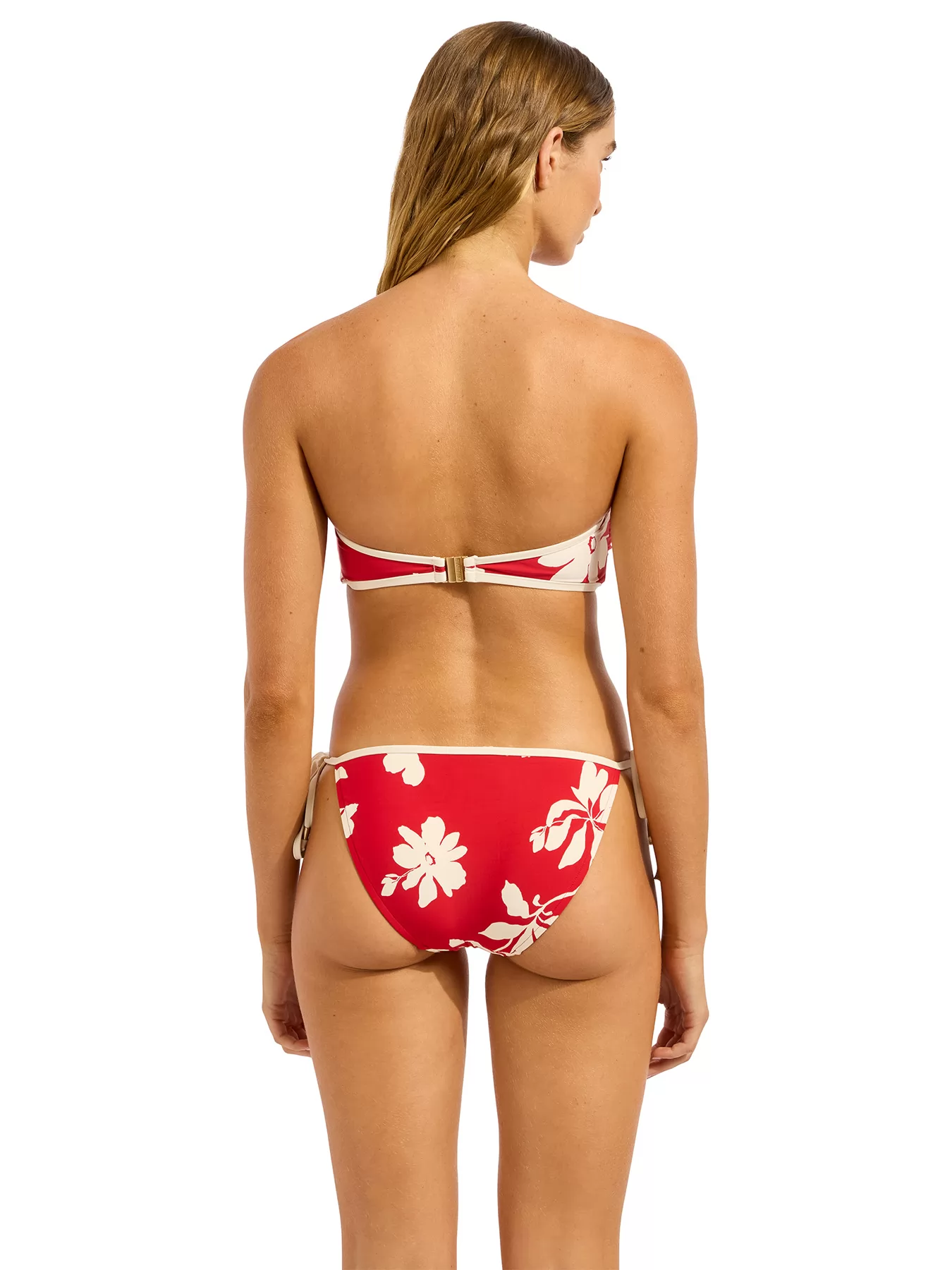 Czerwony, kremowy Dół od bikini bandeau Seafolly Mayflower 40659-299 - zdjęcie 7