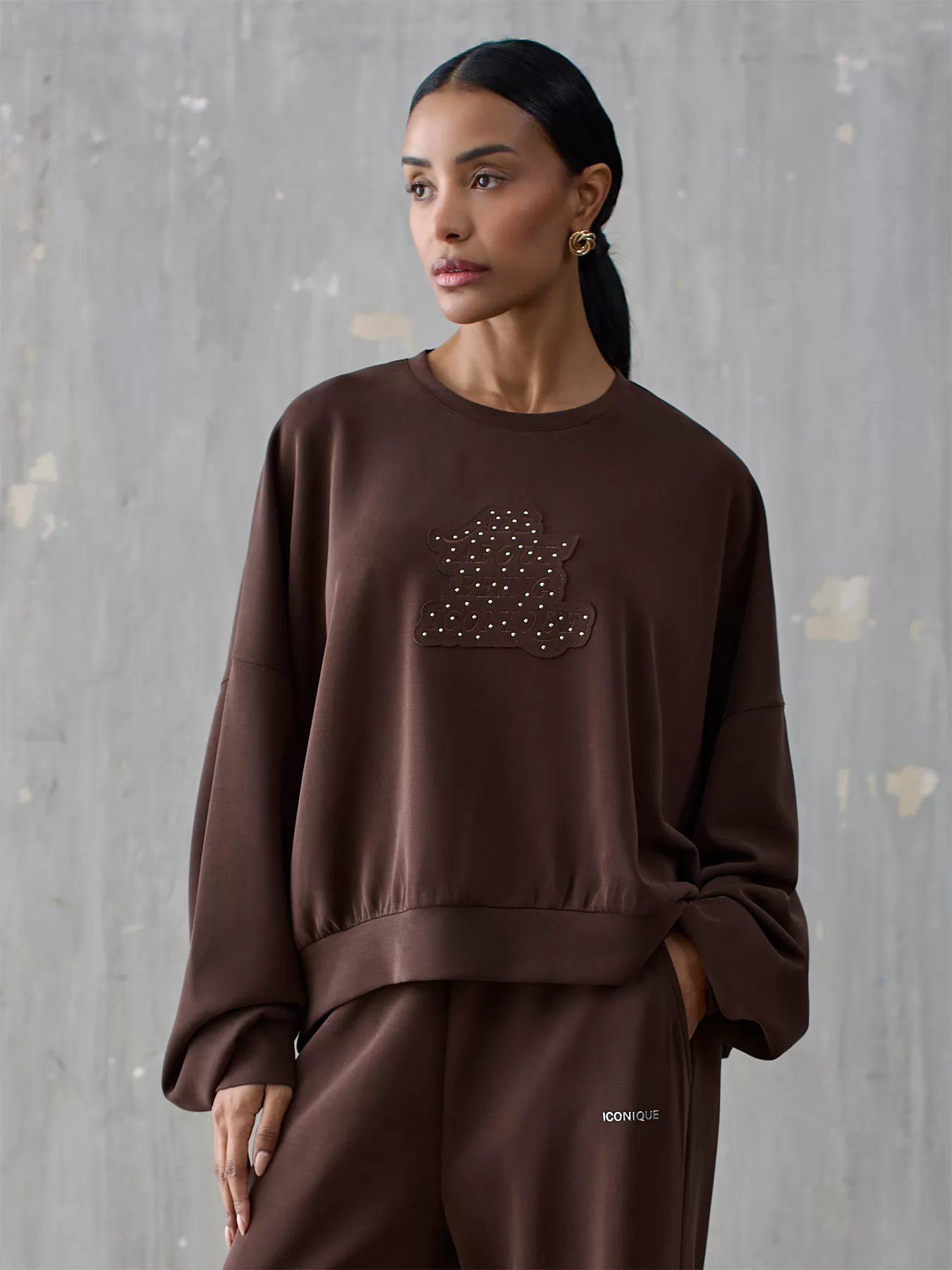 Brązowy Bluza dresowa Iconique 26FW-04 - zdjęcie 1