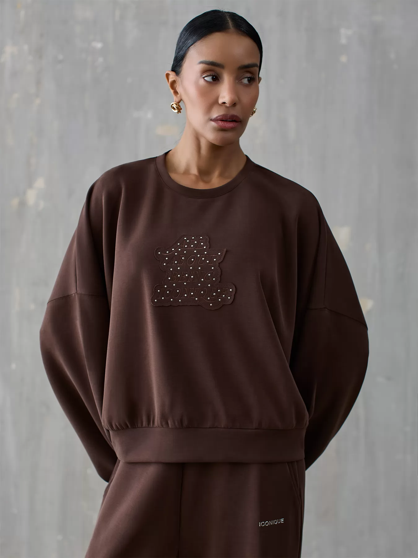 Brązowy Bluza dresowa Iconique 26FW-04 - zdjęcie 4