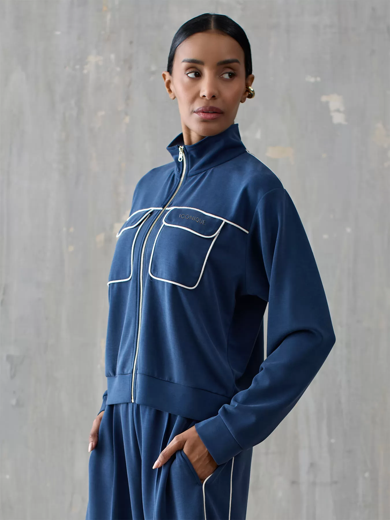 Granatowy Bluza dresowa Iconique 26FW-16 - zdjęcie 3
