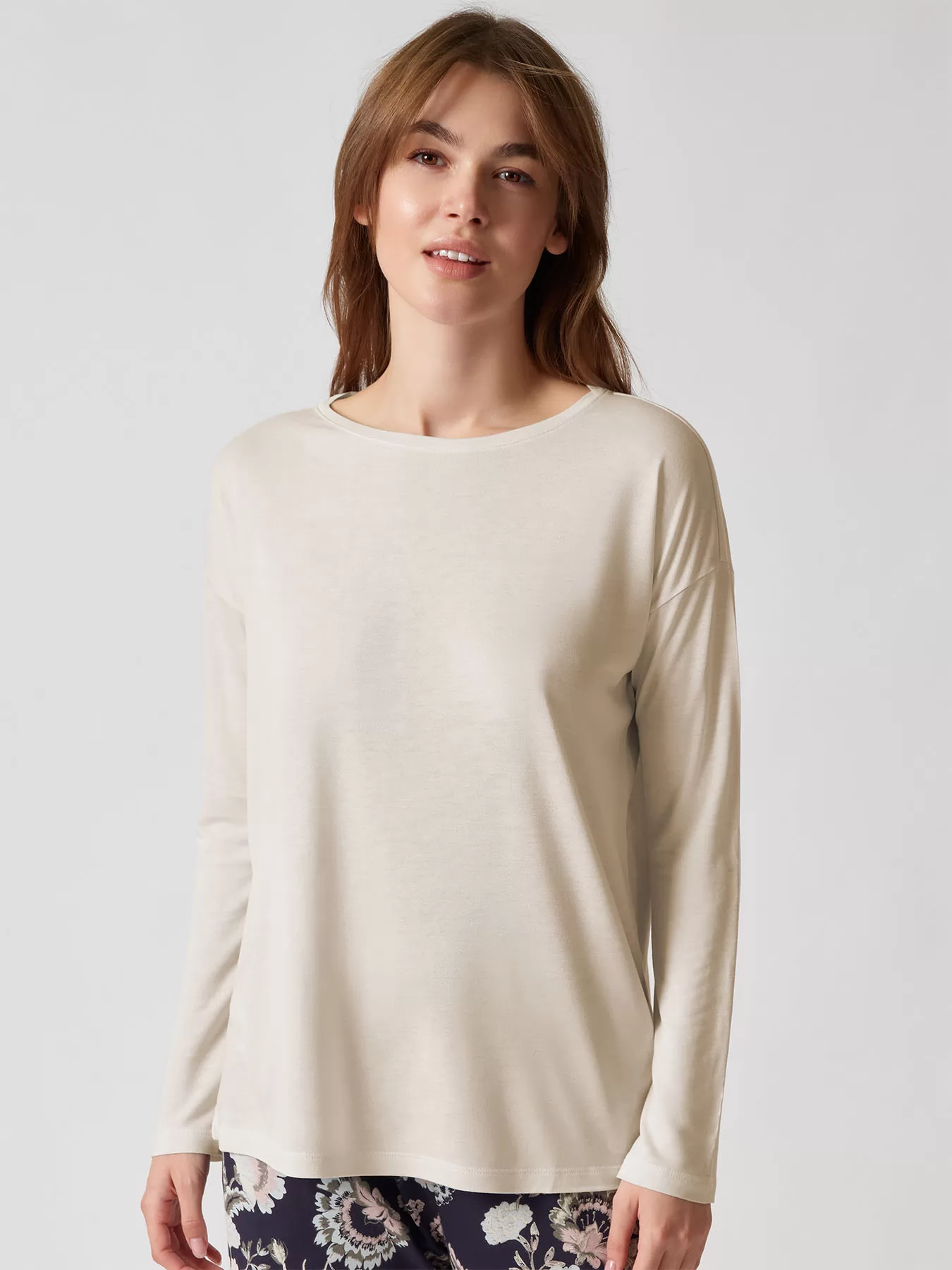 Kremowy Koszulka damska Huber Basic Selection 019005 - zdjęcie 1